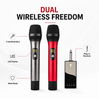 Système de micro sans fil UHF K27 Pro en métal avec deux micros dynamiques portables pour Karaoké, Mariage, Chant, DJ, Fête, Discours