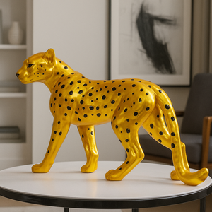 Jingyue Tùy Chỉnh 3D In Vàng Leopard Trang Trí Điêu Khắc Cho Phòng Khách, Khách Sạn, Biệt Thự, Câu Lạc Bộ Nhựa Handmade Thủ Công - Product Image 4