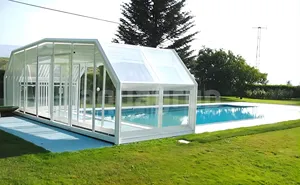 Fábrica venda direta piscina vidro recinto automático ar cúpulas natação cúpula pára-brisa tampa