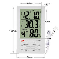 Thermomètre hygromètre multifonctionnel KT905, commutation automatique entre la température intérieure/extérieure/heure/date en 5 secondes
