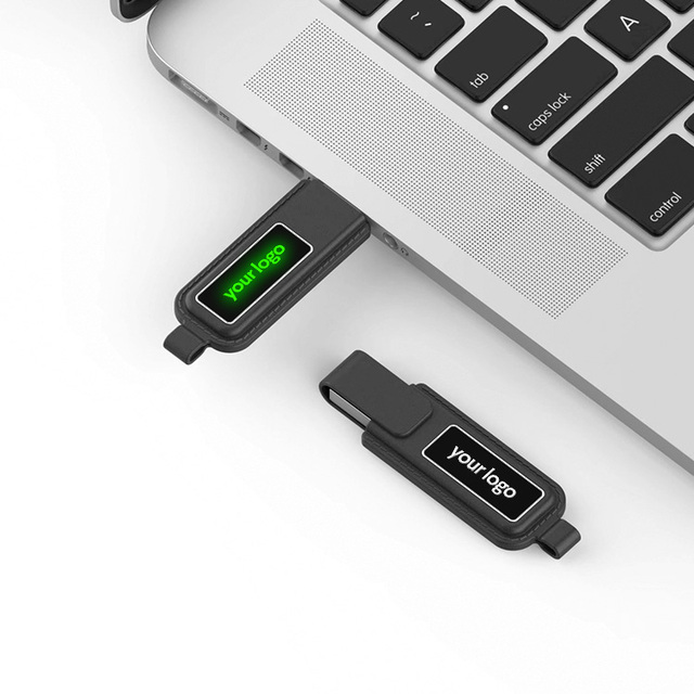 Leather USB Flash Drive 32GB Business Card Style Custom Logo Executive Gift USB Stick Credit Card Shape OEM