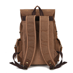 Dropshipping Shopify Retro Crazy Horse Waxed <b>Canvas</b> <b>Backpack</b> Vintage <b>Canvas</b> Rucksack Outdoor Travel Daypack - Product Image 2