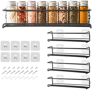 Best-seller Support mural en métal sans poinçon Étagère suspendue à plusieurs niveaux Armoire <span class=keywords><strong>de</strong></span> cuisine Étagère à épices en métal Organisateur pour pot Mason - Product Image 1