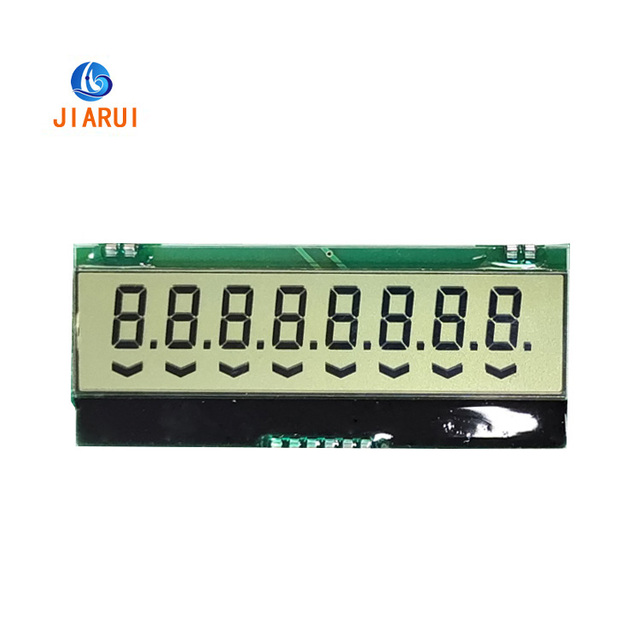 Custom 8-Digit 7 Segment Monochrome LCD Display Jiarui HTN Energy Meter Positive Reflective Screen High Contrast White LED