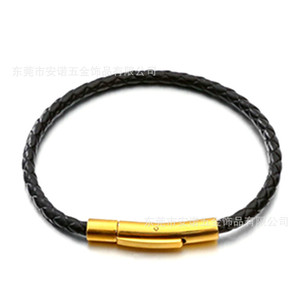 Woven Leather Cord <b>Bracelet</b> 3mm Stainless Steel Snap Clasp <b>Red</b> Black Unisex Jewelry Gift - Product Image 5