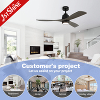 Ventilateur de plafond 1stshine pour salon, pales en bois massif, télécommande, ventilateur de plafond en bois avec lumière LED