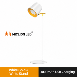 Lámpara de Mesa LED Moderna Recargable, Ajustable, Negra y Dorada, Táctil, Regulable, 3 CCT, USB, Alto CRI, para Dormitorio, Hotel, Restaurante - Product Image 1
