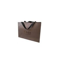Logo personnalisé de haute qualité, poignée de sac en papier brun doré pour boutique, technologie d'impression offset numérique