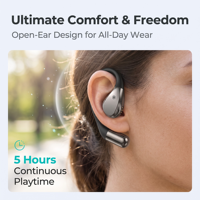 Auriculares OWS de Diseño Abierto, Altavoz Grande de 13 mm, Resistentes al Agua IPX4, Carga Rápida Tipo C, 5 Horas de Música, Auriculares Deportivos