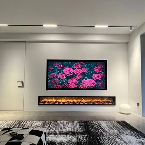 Cheminée électrique intérieure autoportante avec télécommande Support TV intégré en langue française pour salon décoratif - Product Image 2