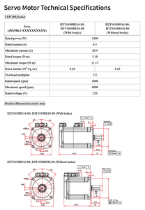 17-bit Pulse 220VAC Three-Phase 3000rpm 1.5KW Waterproof AC Motor With Drive <b>Kit</b> for <b>Robot</b> 3D Printer 100mm 1.5KW Motor Wi - Product Image 4