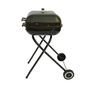 Grelha de carvão quadrada dobrável, 18 ", forno para churrasco, aço emborrachado, ferramentas para acampamento ao ar livre