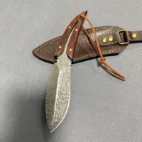 Couteau à lame fixe en acier rapide en poudre, collection EDC, avec étui en cuir, couteau tactique d'extérieur au design élégant