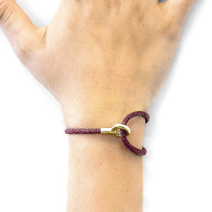 Bordeaux Red Blake 9ct Yellow Gold and Stingray <b>Leather</b> <b>Bracelet</b> - Product Image 5
