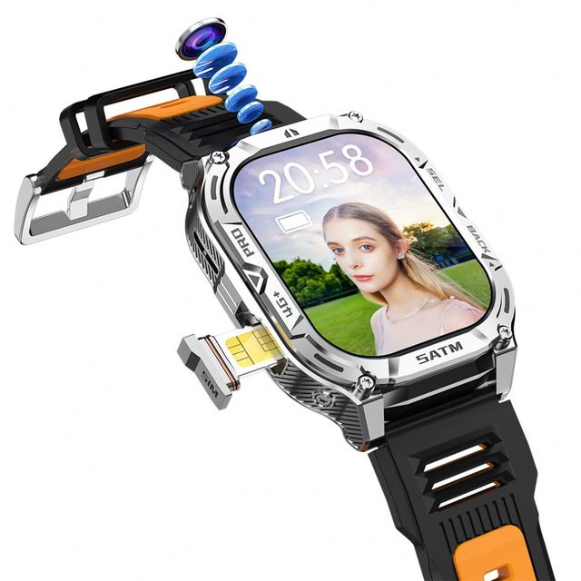 B25 4G Android Smart Watch with Sim Card 2.04inch Amoled Screen IP67 Waterproof HD Video Call Men Sports Smartwatch