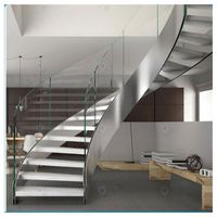 Escalier courbé en acier inoxydable haute résistance Prima, style moderne pour intérieur, avec marches en bois, pour villa et projets