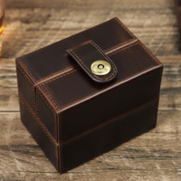 Eonluxe Boîte à montre portable carrée à 1 emplacement, artisanale, résistante aux chutes, en cuir de vachette finition Crazy Horse, boîte de rangement d'origine
