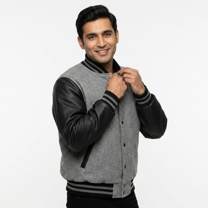 <b>Men's</b> College Streetwear Varsity <b>Jacket</b> Single Button Detachable <b>Baseball</b> Collar Breathable CollegeBaseballjacket <b>for</b> <b>men</b> - Product Image 1