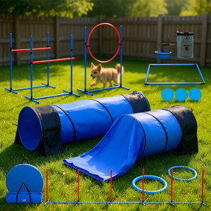 Conjunto de 7 piezas de equipo de entrenamiento de agilidad para perros con obstáculos, túneles y anillos de salto para suministros de entrenamiento de mascotas. - Product Image 2