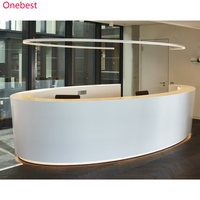 Bureau de réception rond en LED blanc, table de réception centrale, bureau de réception pour hall/salon