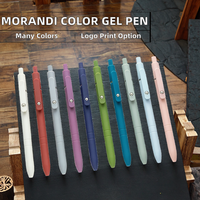 Nouveau stylo gel pression couleur Morandi 0,5 mm, encre multicolore, personnalisable avec logo, papeterie étudiante, cadeau publicitaire en plastique avec colle en spray