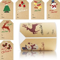 Étiquettes autocollantes en papier kraft de Noël, 6 motifs, étiquettes d'emballage cadeau pour les fêtes (250 PCS/rouleau)