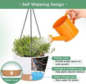 Pots de plantes en plastique P172 avec plateau profond et trous de drainage élevés Jardinières auto-arrosantes <span class=keywords><strong>pour</strong></span> plantes et fleurs d'intérieur et d'extérieur - Product Image 6
