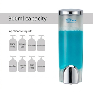 Distributeur d'articles <span class=keywords><strong>de</strong></span> toilette mural AOLQ en ABS finition chrome avec deux flacons rechargeables pour chambres d'hôtes, hôtels et hôpitaux - Product Image 4