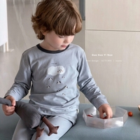 Ensemble de sous-vêtements thermiques en coton pour enfants, 95,5 % coton, 4,5 % élasthanne, couche de base chaude pour l'automne et l'hiver, 2 pièces, prêt à être expédié