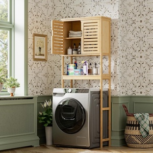 Armoire de rangement pour salle de bain, armoire à 2 portes en <span class=keywords><strong>bambou</strong></span>, organisateurs de rangement, conteneurs de rangement, accessoires de salle de bain, meubles de salle de bain - Product Image 4