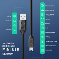 Kabel Data Mini USB Konektor Sudut Kanan 90 Derajat Tembaga Bebas Oksigen untuk Transmisi 2.0 untuk Perekam Mobil Pengisian Daya Kamera