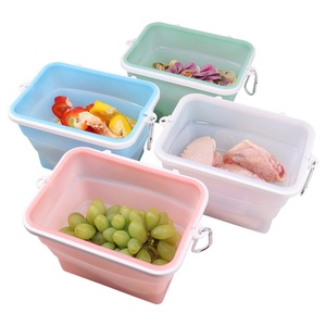 Good Quality 1500ml Collapsible Silicone Food Grade Storage <b>Box</b> Reusable Travel Camping Bag for <b>Fruit</b> Meat Snack Sandwich Veg - Product Image 1