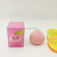 Éponge de maquillage lavable sans latex super mignonne, en forme d'œuf, motif fruits (Pêche, Poire, Mangue, Fraise, Citron, Avocat)