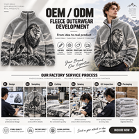 Veste d'hiver en polaire sherpa pour homme, fermeture éclair intégrale, motif animalier, manteau d'extérieur, fournisseur OEM ODM personnalisé pour les marques de vêtements