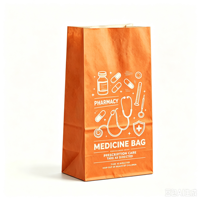 Sac en papier médical SOS à fond carré, sac de pharmacie en kraft blanc en gros pour l'emballage de pilules, comprimés, capsules et médicaments en pharmacie