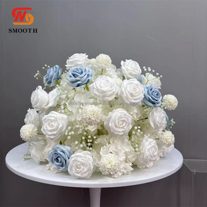 Centros de Mesa OEM SMOOTH para Bodas, Bolas de Flores Artificiales de Rosa, Adorno de Rosas Blancas y Azules Babybreath - Product Image 1