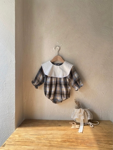 Nouvelle collection Printemps 2026 : Combinaison coréenne pour bébé avec grand col en dentelle et manches bouffantes, vêtements pour nourrissons à manches longues - Product Image 3