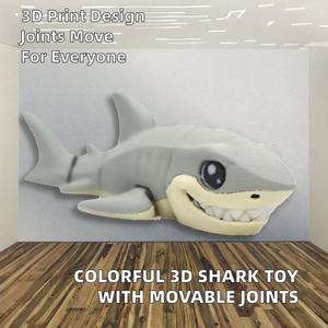 Jouet Requin Multicolore Imprimé en 3D Tendance, Ornements Créatifs Articulés et Mobiles pour Artisanat, Cadeaux, Dinosaures et Animaux - Product Image 2