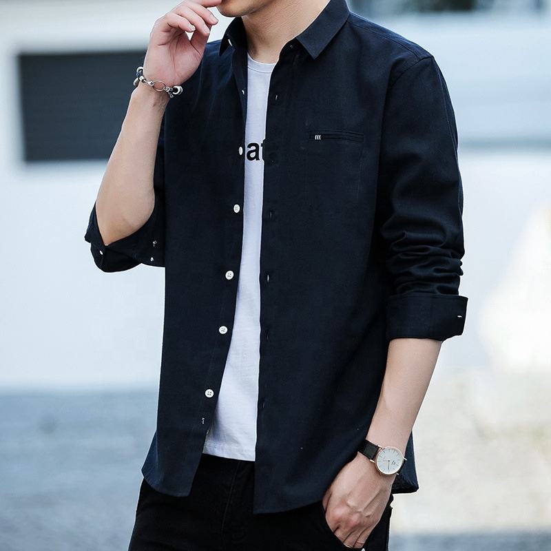 Camisas de oficina informales de manga larga para hombres para