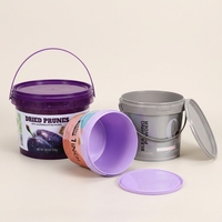 Seau en plastique de qualité alimentaire avec couvercle, 300 ml à 10 L, seau étanche pour la pâte à tartiner au chocolat, les sauces alimentaires, la crème glacée, le beurre de cacahuète, l'emballage