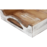 Haute Qualité Rectangle Rustique Pas Cher Table De Nourriture Personnalisé En Gros Plateau En Bois Avec Poignée À La Main Décoration Plateau De Service Lot de 2
