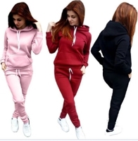 Nouvel ensemble sportif pour femme automne/hiver : sweat à capuche chaud avec doublure polaire et bonnet, best-seller