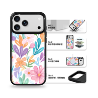 Coque de téléphone AG Feeling Black Edge avec motif floral lumineux pour iPhone 17, 17 Pro Max, 16 Pro, 15 – Coque magnétique