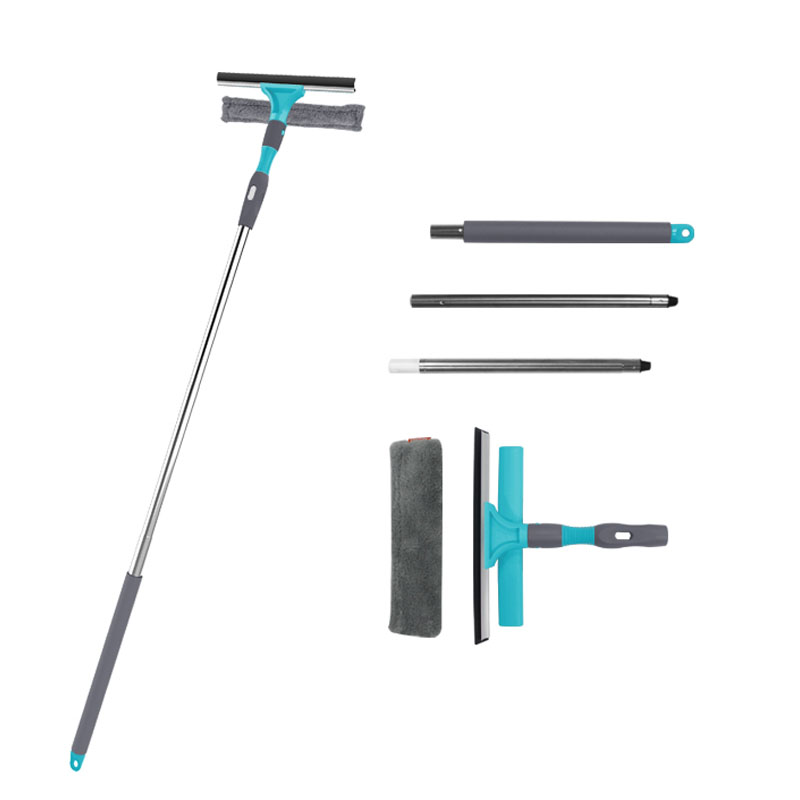 Профессиональные инструменты для очистки стекла, набор 2 в 1, двусторонний Телескопический скребок для окон из микрофибры с длинной ручкой