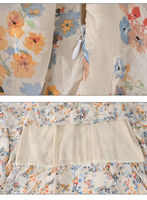 Nouvelle Mode Femme Chic Chiffon Été Bohème Manches Longues Imprimé Floral Robe Longue Bretelles Col V Plage Vacances Décontractée