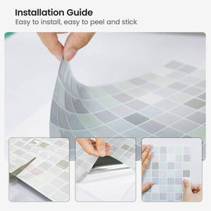 Instale Adhesivos 3D con Diseño de Azulejos - Papel Tapiz Removible Impermeable para Ducha, Baño, Pared de Cocina, Material PET - Product Image 6