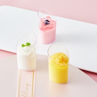 Mini tasse en plastique PS transparent élégant dessert incliné pouding Mousse Parfait récipient de service
