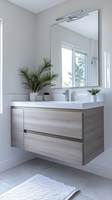 Meuble-lavabo de salle de bain avec tiroirs de rangement et fermeture amortie pour salle de bain familiale