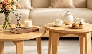 Modern Wooden Coffee <b>Table</b> Set Minimalist Nesting Design Living Room Furniture - Product Image 2