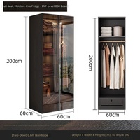 Armoire autoportante moderne avec cadre en contreplaqué et porte en verre trempé, dressing avec montage simple pour mobilier de chambre d'hôtel